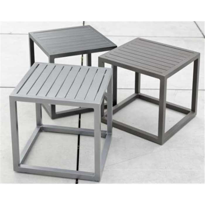 Table basse STERN ROBIN 40x40x40 aluminium lattes aluminium anthracite