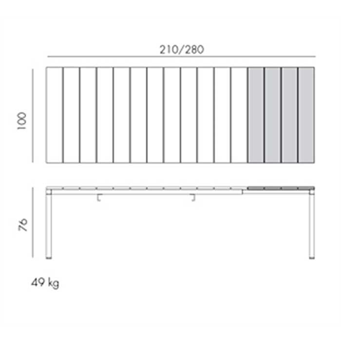Table extensible rio anthracite 210/280 - Nardi