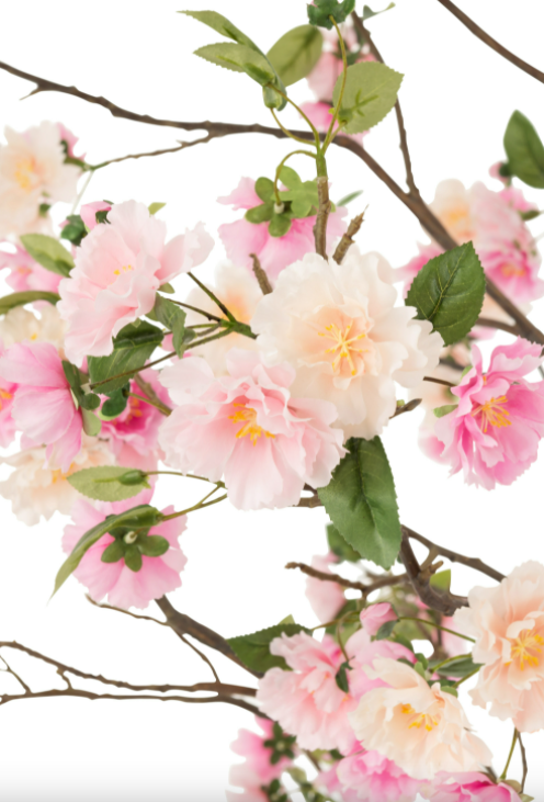 Arbre En Fleurs Plastique Rose/Marron Large - J-LINE