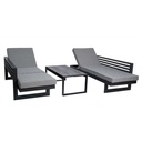 HOLLY Banc / bain de soleil STERN aluminium anthracite textilène gris