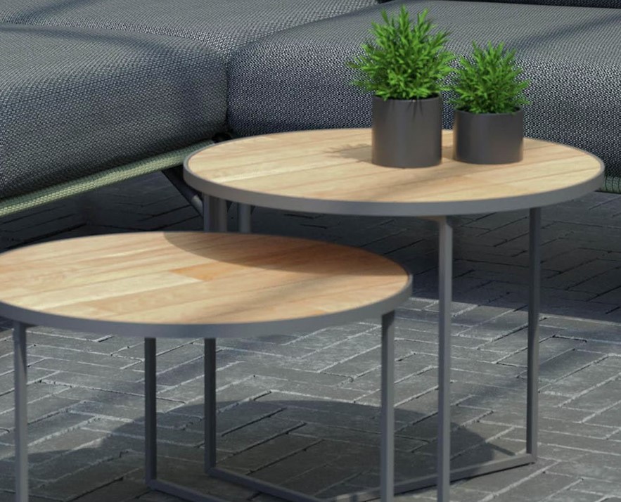 Table basse ronde Diamètre 73 cm Hauteur 40 cm - plateau en teck - STRADA - 4 SEASONS