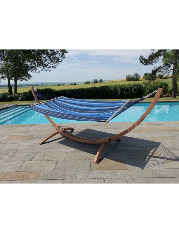 Hamac set EsKapade bleu Saphir - structure en bois - JOBEK