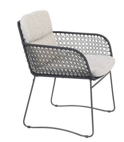 Chaise Aprilla anthracite avec 2 coussins - 4 SEASONS