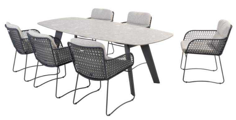 Table MONTANA en aluminium avec plateau Terrazzo en céramique - 4 SEASONS