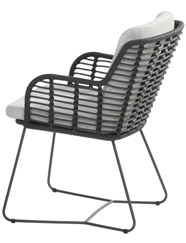 Chaise de jardin FABRICE anthracite avec 2 coussins - 4 seasons outdoor