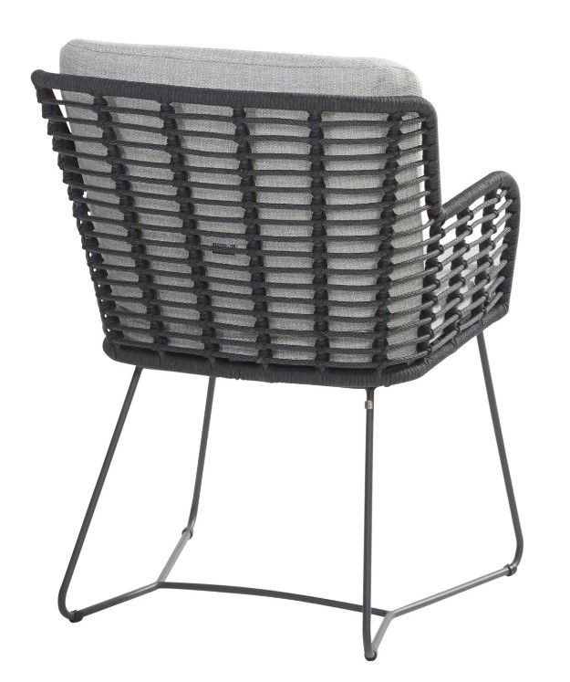 Chaise de jardin FABRICE anthracite avec 2 coussins - 4 seasons outdoor