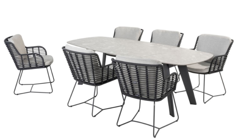 Chaise de jardin FABRICE anthracite avec 2 coussins - 4 seasons outdoor