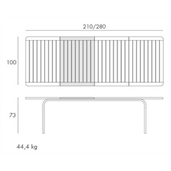 Ensemble extensible alloro 210/280 cm anthracite avec 6 chaises palma -  Nnardi
