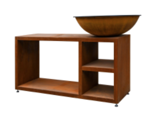 Brasero - plancha d'une largeur de 84cm avec table Quoco Piatto Tavolo Medium Corten, '39010014, MEDIUM, PIATTO, CORTEN, TAVOLO, 10014, PIATTO TAVOLO MEDIUM CORTEN, 8719992234035