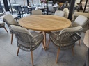 Ensemble de jardin en promotion PRADO – Table ronde en teck Ø160 cm + 6 chaises – 4 Seasons Outdoor