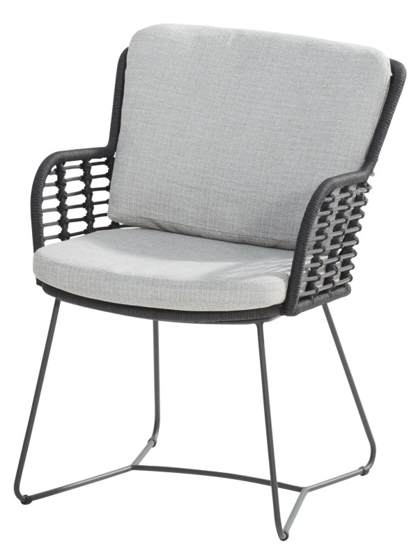 [4SO-213825] FABRICE Chaise de jardin anthracite avec 2 coussins - 4 seasons outdoor