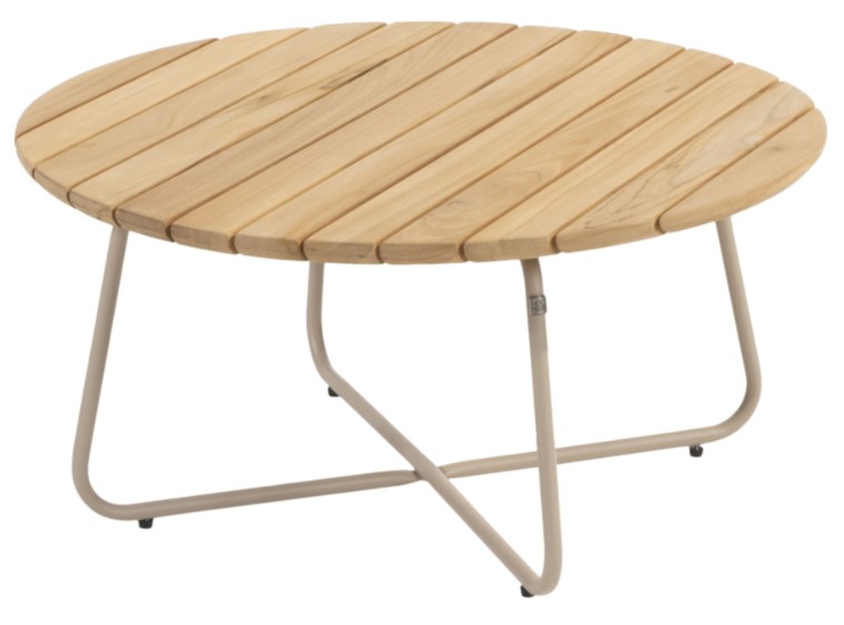 [4SO-214054] Table basse VERDI - plateau en teck D.73 cm H.35 cm - Inox couleur: latté de 4 seasons outdoor, VERDI, LATTE
