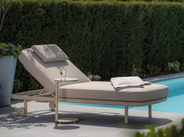 [4SO-91846] Lit de jardin Milano latté – Bain de soleil premium & ultra confortable | 4 Seasons Outdoor