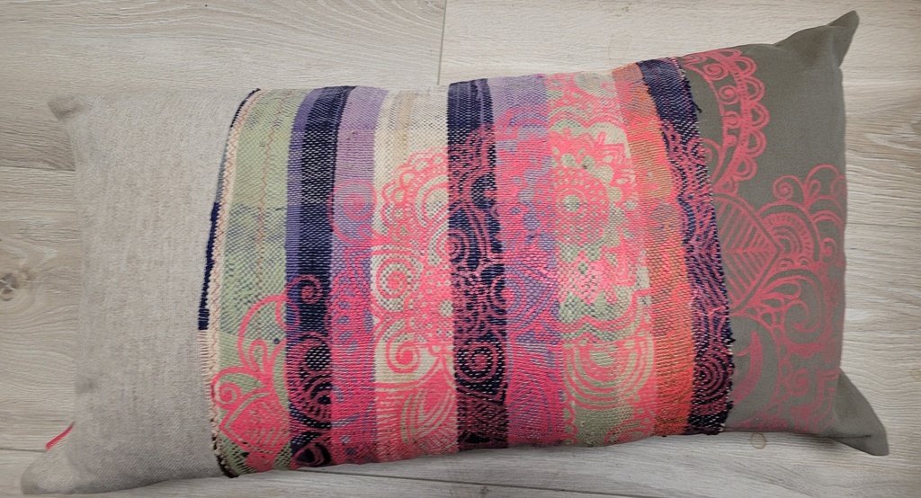 Housse coussin "patchwork" moyen - modèle unique FAIT MAIN - 65x35 - SISSIMOROCCO, COUSSIN, SISSIMOROCCO