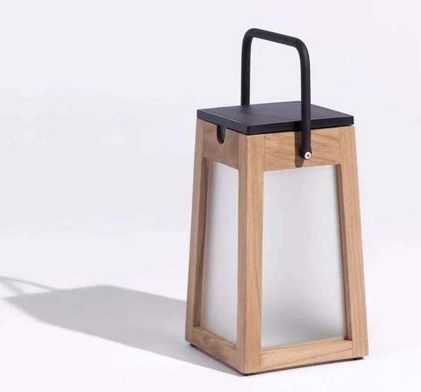 LANTERNE solaire et rechargeable TECK146 en teck verre dépoli acrylique - LES JARDINS, LES JARDINS, LANTERNE, TECK146