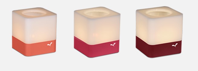 Lot de 3 photophores CUUB H.8cm - Couleurs: piment capucine et rose praline de FERMOB, PHOTOPHORES, CUUB