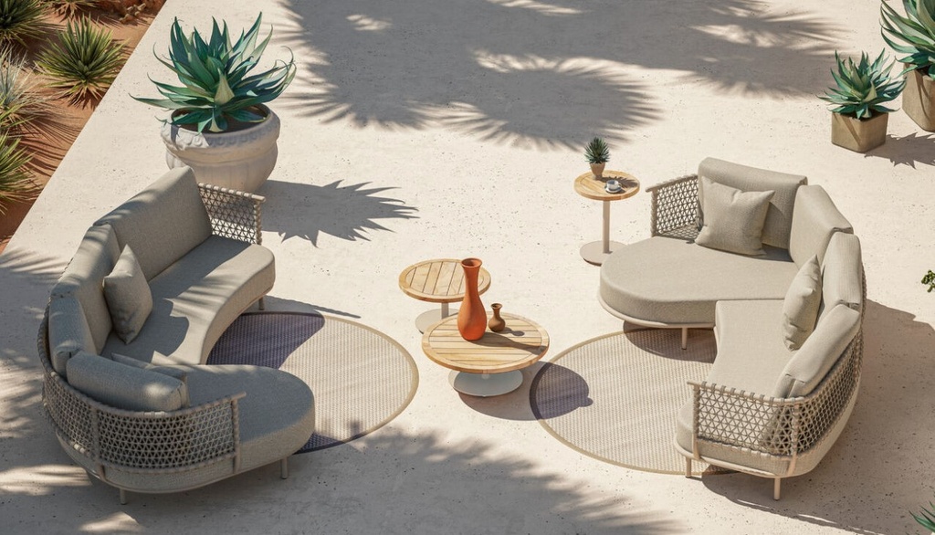 [4SO-214042] SARDINIA Chaise longue du salon de jardin  - couleur latte avec 3 coussins - 4 SEASONS OUTDOOR