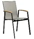 Chaise de jardin en aluminium de couleur noir mat / textilène gris lin - empilable - TOP - STERN