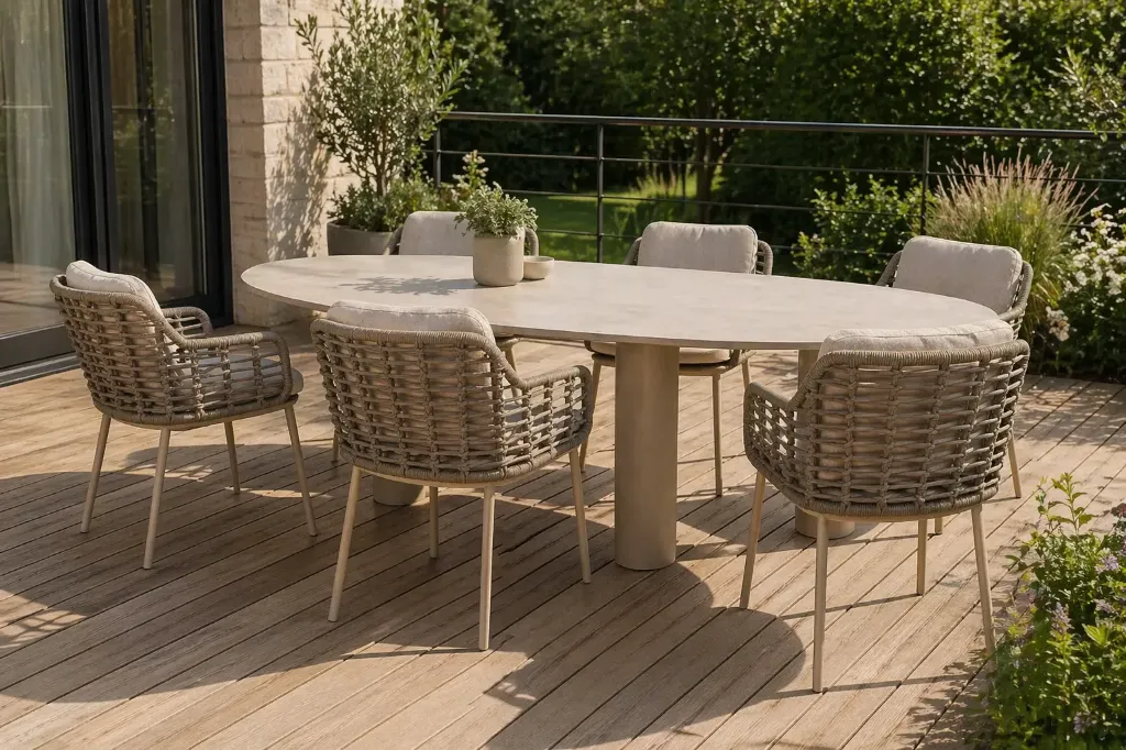 [TASTE-PUGLIA DENIA] Ensemble de jardin DENIA - PUGLIA en aluminium couleur "latté"  Taste by 4 seasons outdoor 