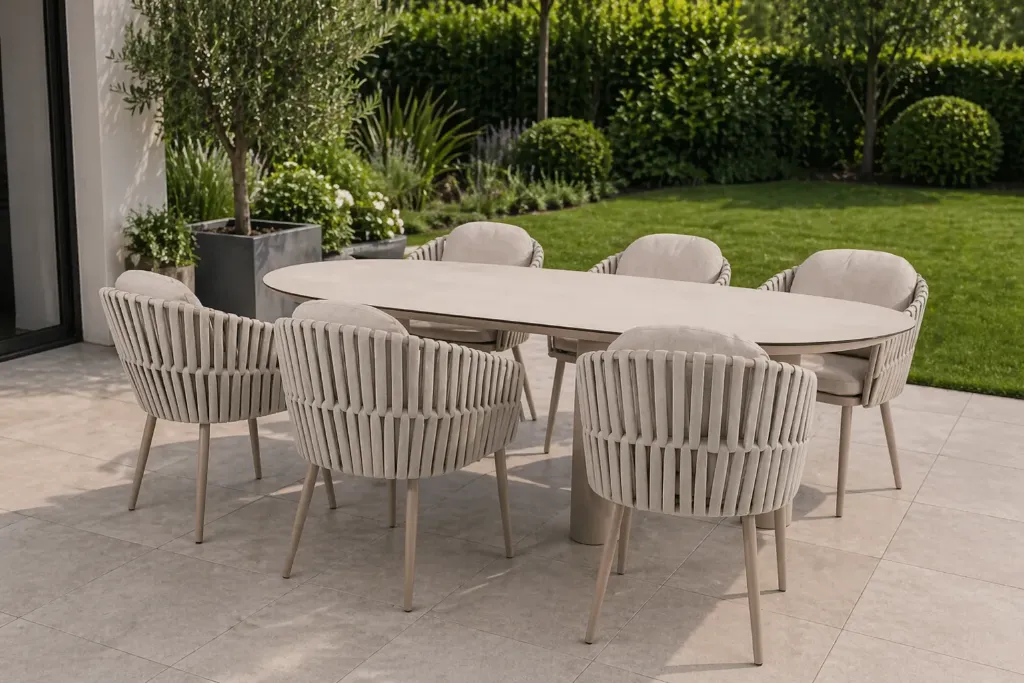 [4SO-DENIA EVA] Ensemble de jardin DENIA - EVA en aluminium couleur "latté"  Taste by 4 seasons outdoor  