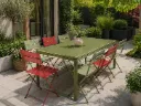 Ensemble de jardin Fermob Biarritz + Latitude – 8 places – acier ocre rouge & cactus