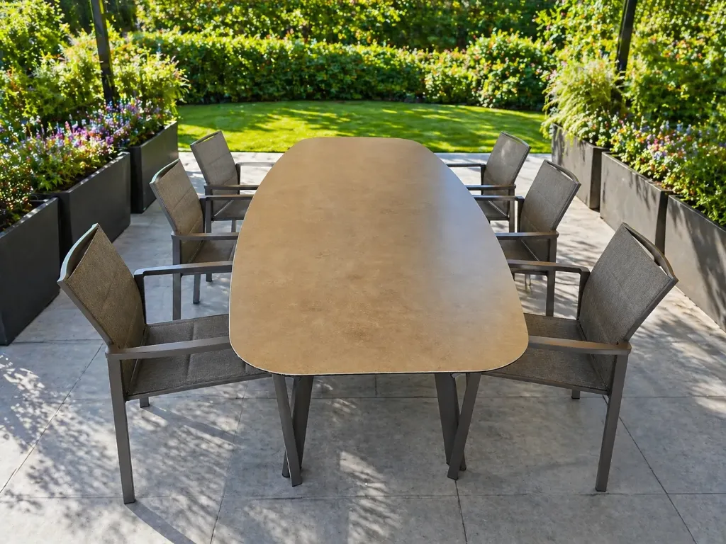 [4SO-cortina manolo terre] Ensemble de jardin Manolo & Cortina – 6 chaises + table 240 cm | Couleur terre - Taste by 4 Seasons Outdoor