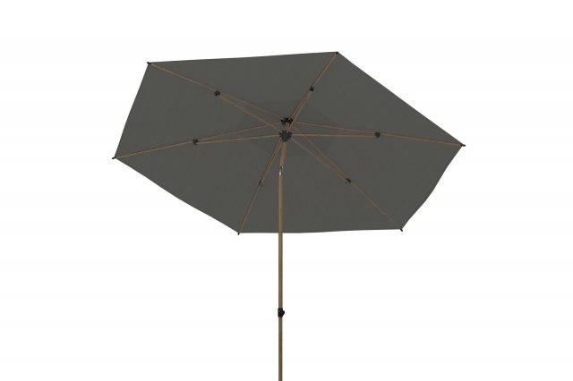 [4SO-08673] Parasol Azzurro Ø300 cm – Imitation bois & Solefin Charcoal UPF 50+ | 4 Seasons Outdoor
