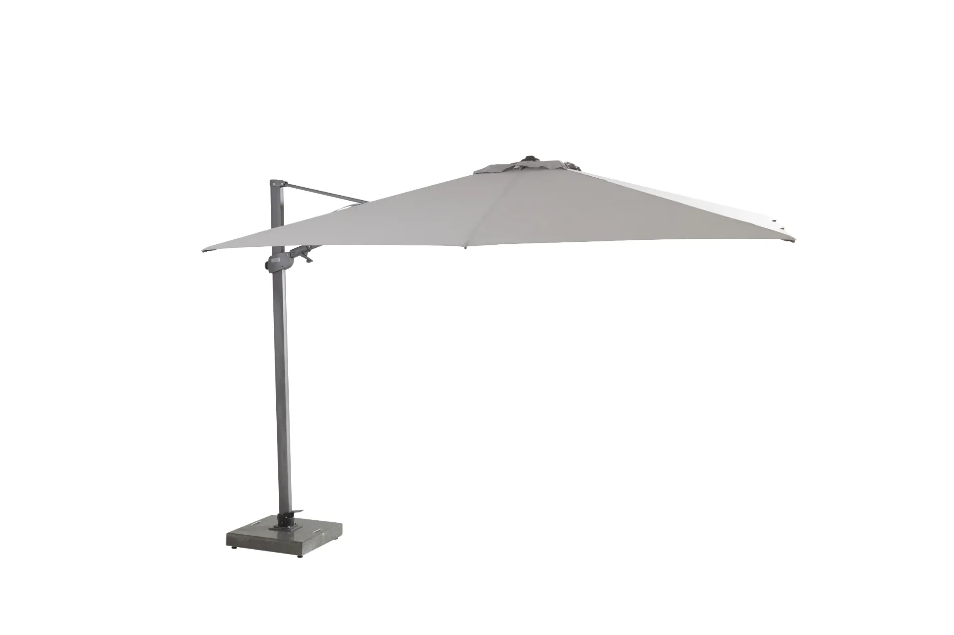 Parasol déporté Siesta Premium 300x300 cm – Solefin Mid Grey UPF 50+ | 4 Seasons Outdoor