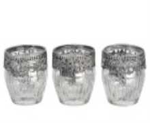 Boîte 3 photophores verre/argent 22x17x8cm - J-LINE, 45751, 5415203457516