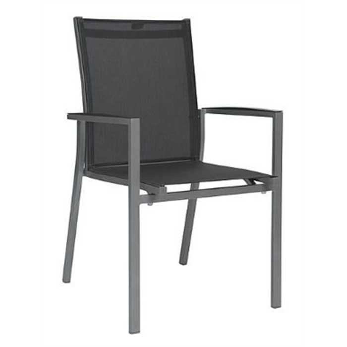 [STERN-417174] Chaise de jardin en aluminium couleur graphite / textilène gris argent LEVANTO - STERN, 417174, LEVANTO