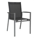 Chaise de jardin en aluminium couleur graphite / textilène gris argent LEVANTO - STERN, 417174, LEVANTO