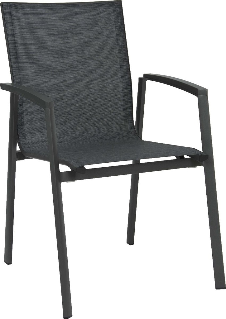 [STERN-418469] Chaise de jardin en aluminium de couleur anthracite / textilène carbone - empilable - TOP - STERN, TOP, 4010187146244, 418469