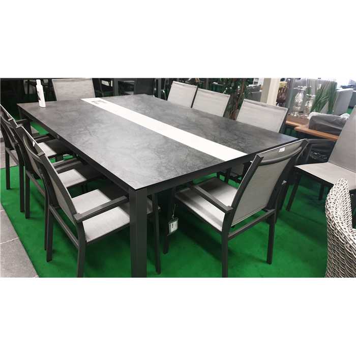 [STERN-431990] Table de jardin bicolore 140x200x74 5 cm - structure en aluminium anthracite - plateau HPL silverstar marbre foncé - STERN, 431990, 4010187154157, TRIPARTITE