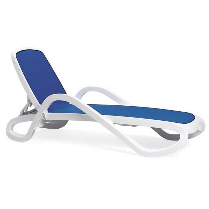[NARDI-40416.00.112] Transat Alfa Nardi blanc & bleu – Bain de soleil réglable avec accoudoirs