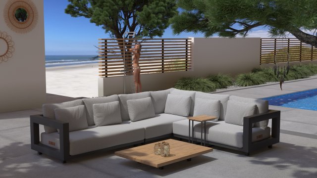 [4SO 19753 - 19754 -19755] METROPOLITAN Salon de jardin vendu avec la table basse - structure en aluminum anthracite by 4 seasons outdoor