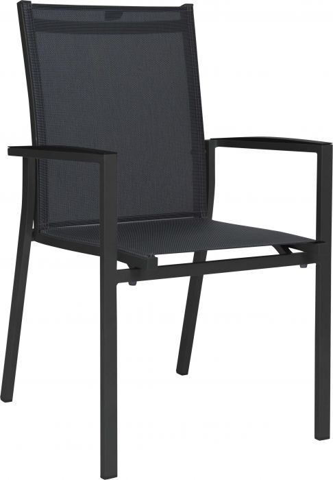 Chaise de jardin empilable en aluminium couleur anthracite / textilène carbone - LEVANTO - STERN, 417184, LEVANTO, 4010187168888